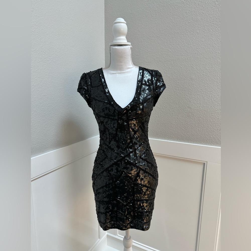 Parker Black Sequin Dress Size XS